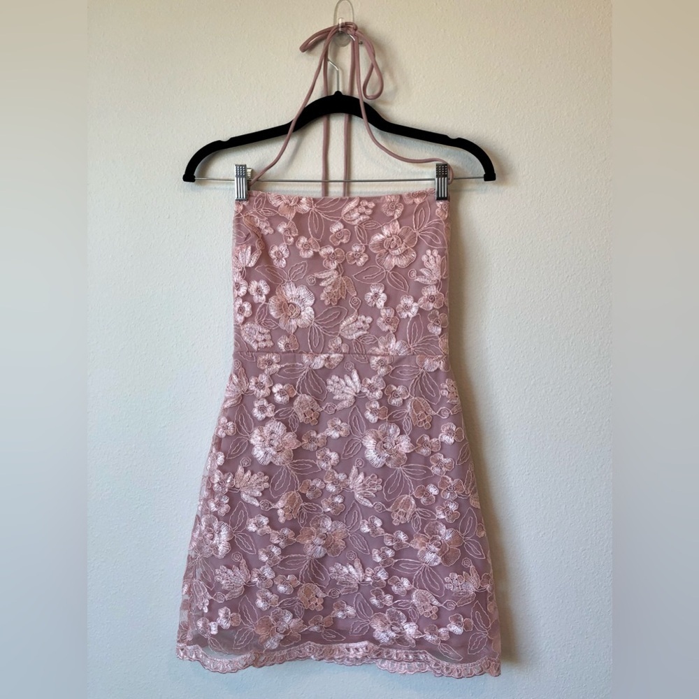 Lucy in the Light Pink Crochet Mini Dress Size S